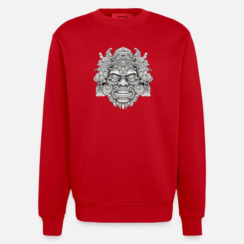 Psychedelischer Kopf - Heavyweight Oversized Organic Crew Neck Made in EU - Rot