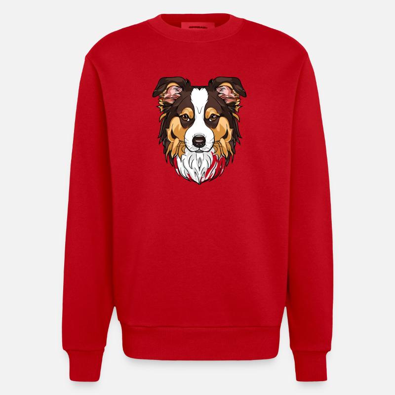 J’aime mon Border Collie - Sweat bio épais oversize fabriqué en UE - rouge
