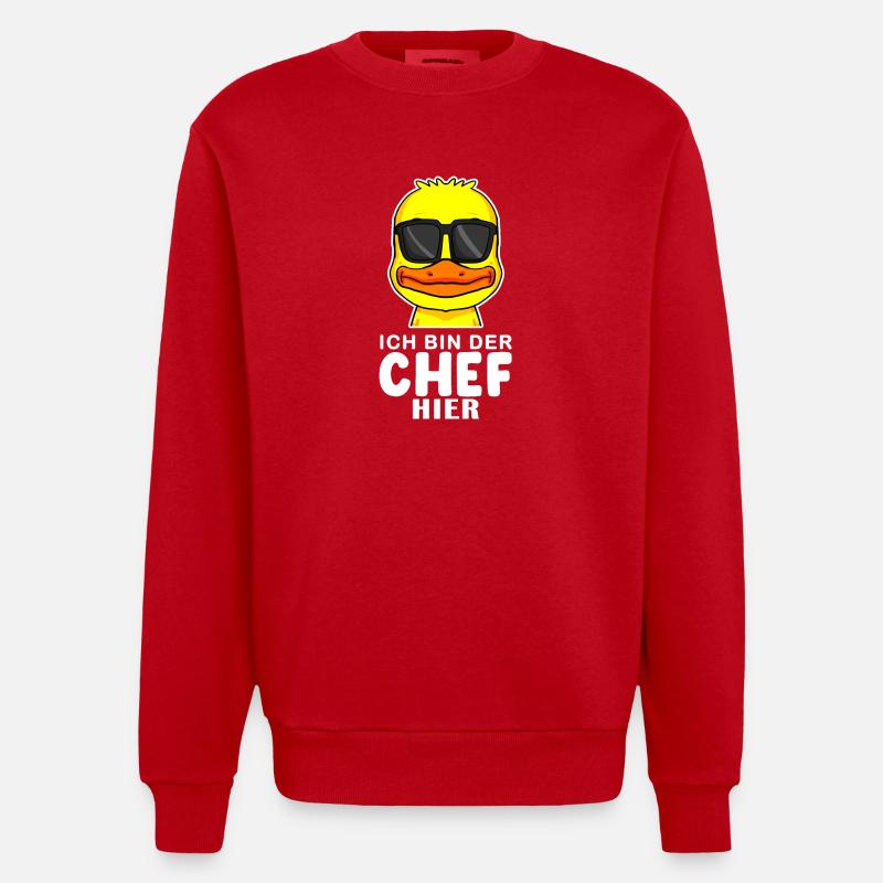 coole Ente Chef Spruch - Heavyweight Oversized Organic Crew Neck Made in EU - Rot