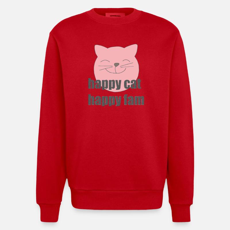 Chat heureux - Sweat bio épais oversize fabriqué en UE - rouge