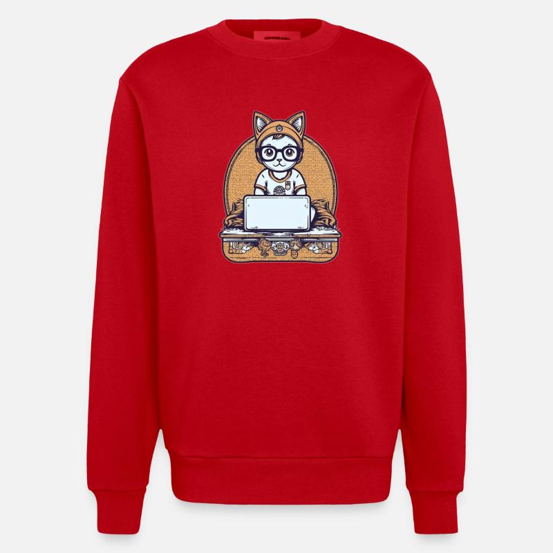 Chat technique au bureau - Sweat bio épais oversize fabriqué en UE - rouge