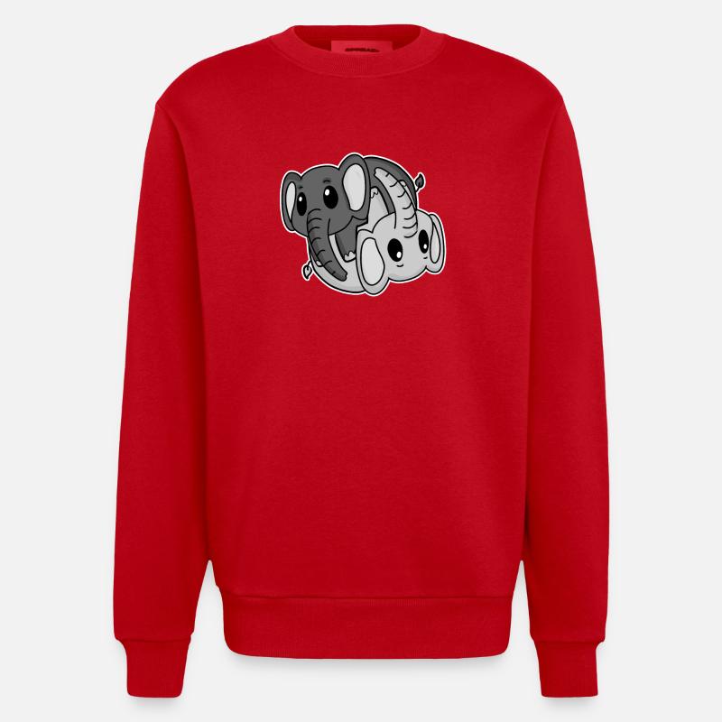 Symbole Yin Yang de l’éléphant - Sweat bio épais oversize fabriqué en UE - rouge