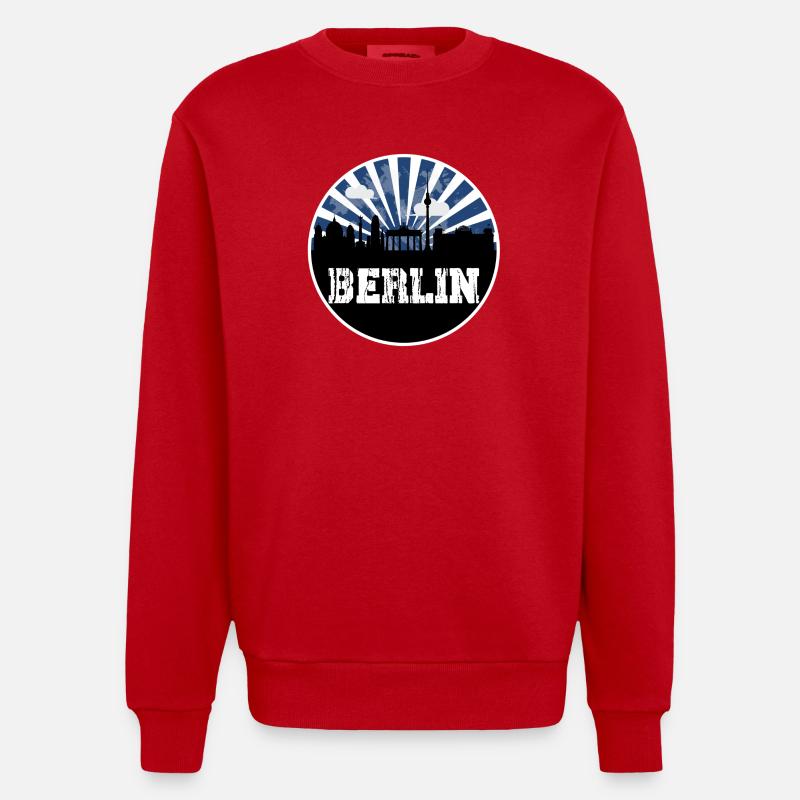 Berlin Skyline Blue Hour - Sweat bio épais oversize fabriqué en UE - rouge