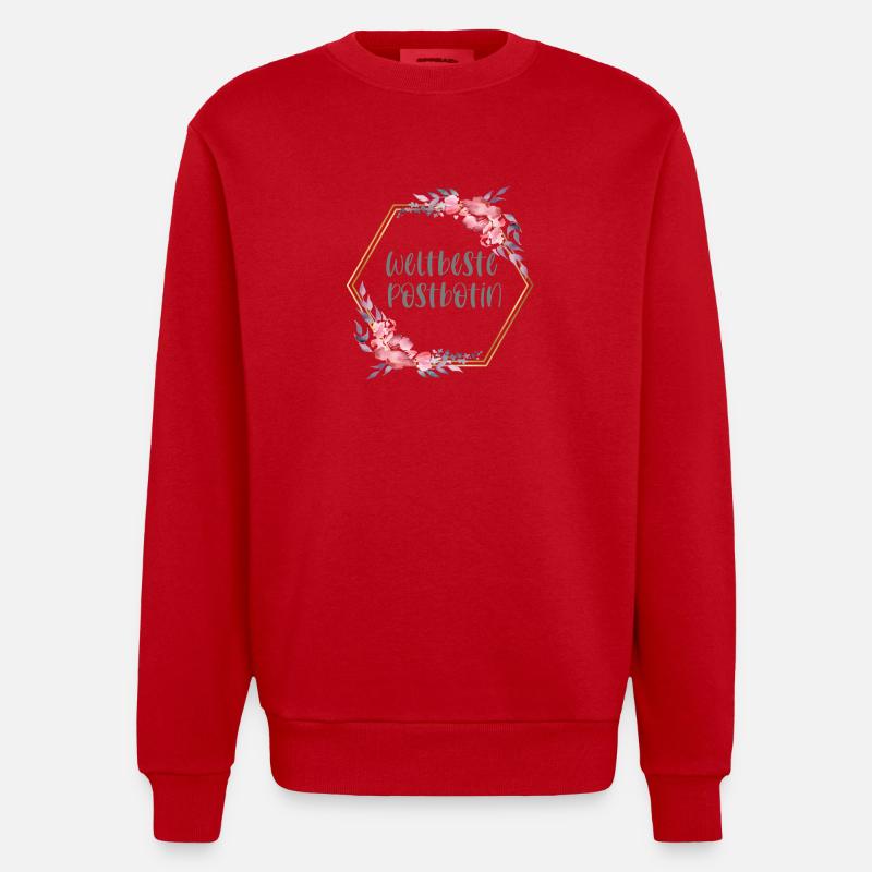 Weltbeste Postbotin Post Beruf Geschenk - Heavyweight Oversized Organic Crew Neck Made in EU - Rot
