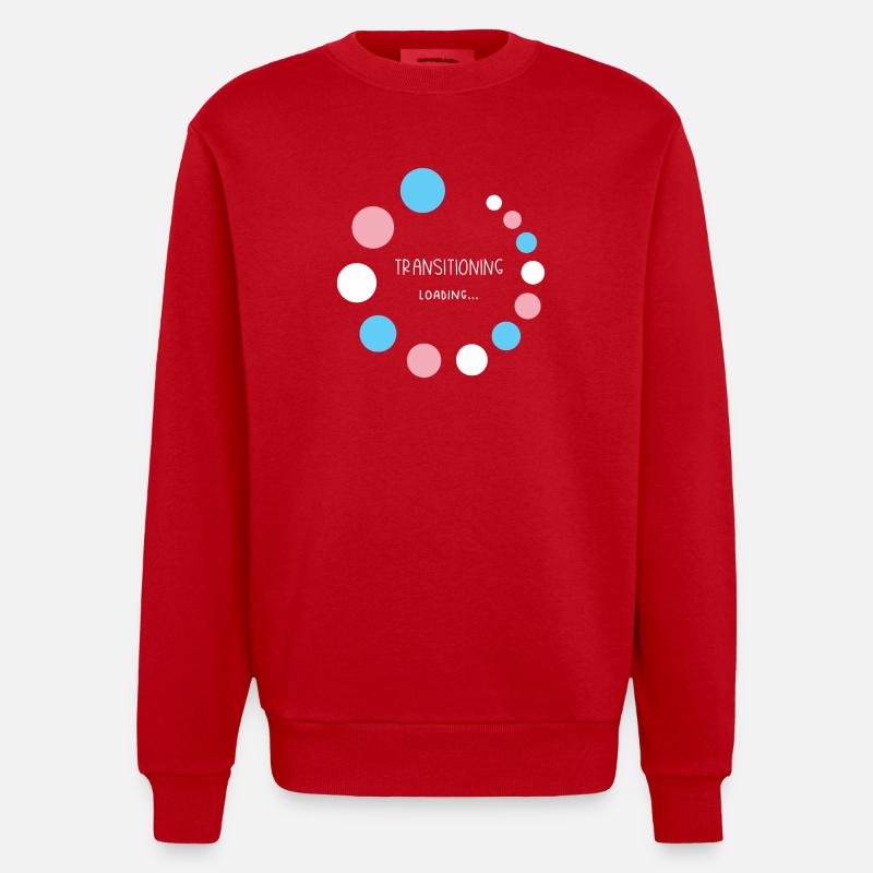 Pride Month - Transitioning... Loading - Heavyweight Oversized Organic Crew Neck Made in EU - red