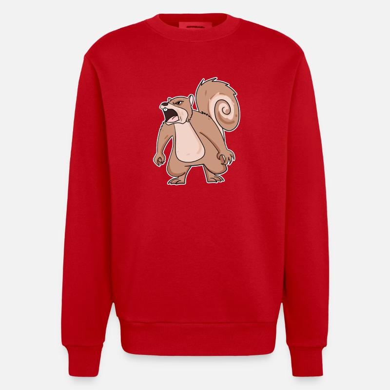 écureuil en colère - Sweat bio épais oversize fabriqué en UE - rouge