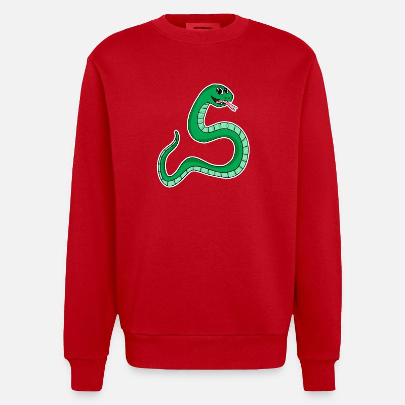 Serpent - Serpent vert - Sweat bio épais oversize fabriqué en UE - rouge