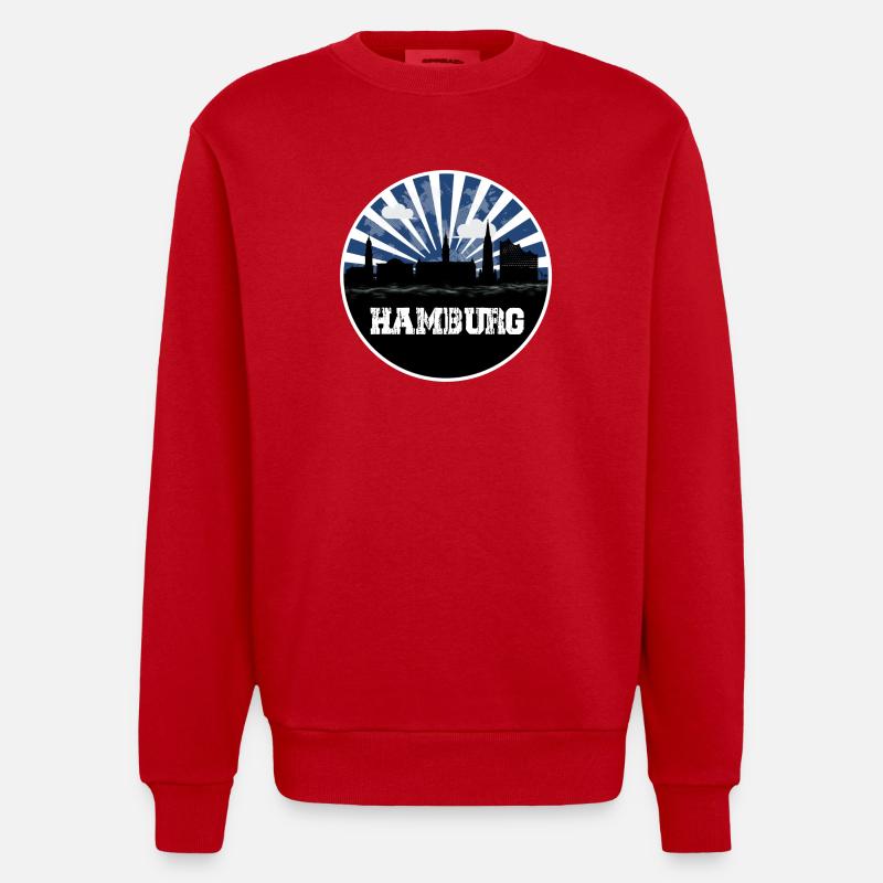 Hambourg Home Game Skyline - Sweat bio épais oversize fabriqué en UE - rouge