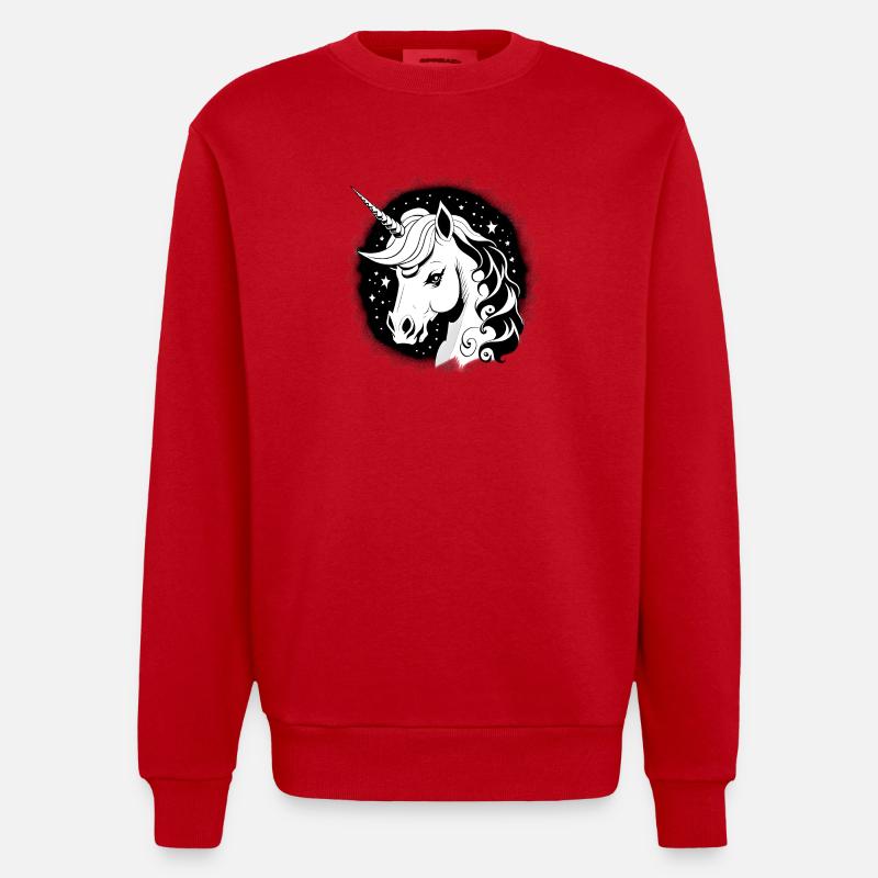 Goth Einhorn - Heavyweight Oversized Organic Crew Neck Made in EU - Rot