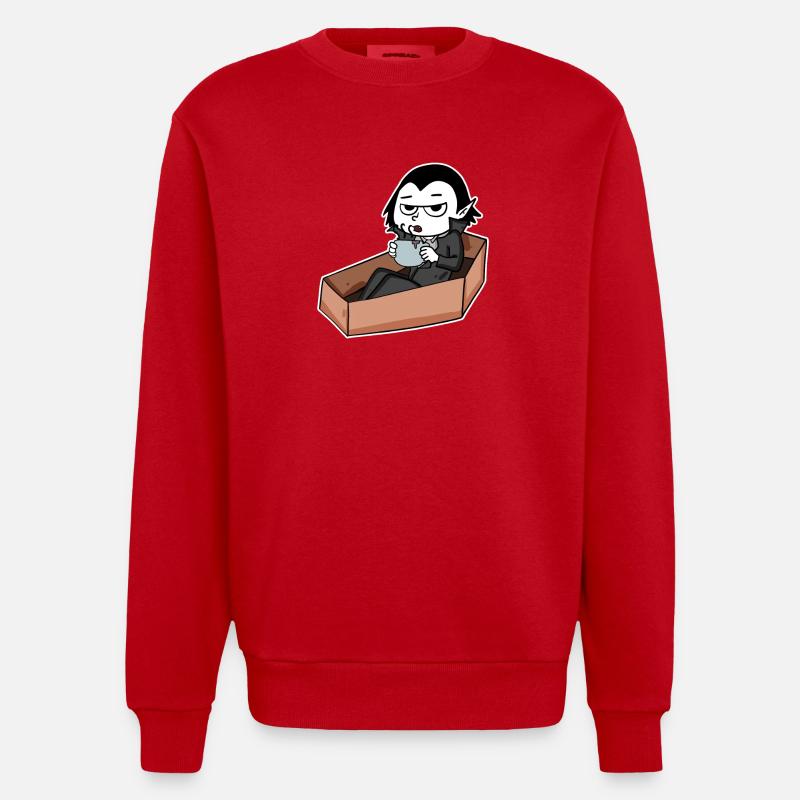Vampire boit du café - Sweat bio épais oversize fabriqué en UE - rouge
