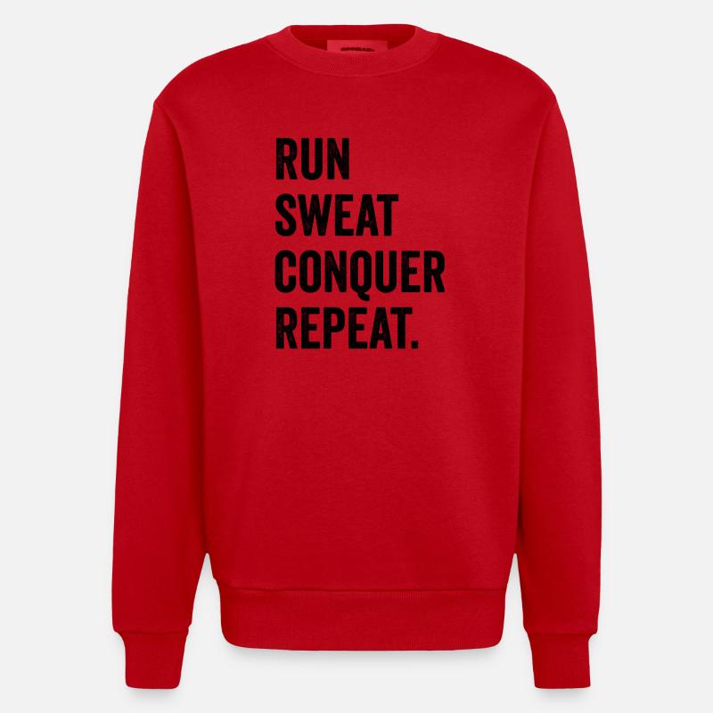 Courir. Sueur. Conquérir. Répéter. - Sweat bio épais oversize fabriqué en UE - rouge