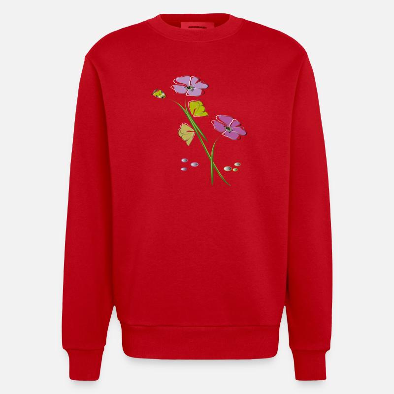 Blumen, Fleurs - Sweat bio épais oversize fabriqué en UE - rouge