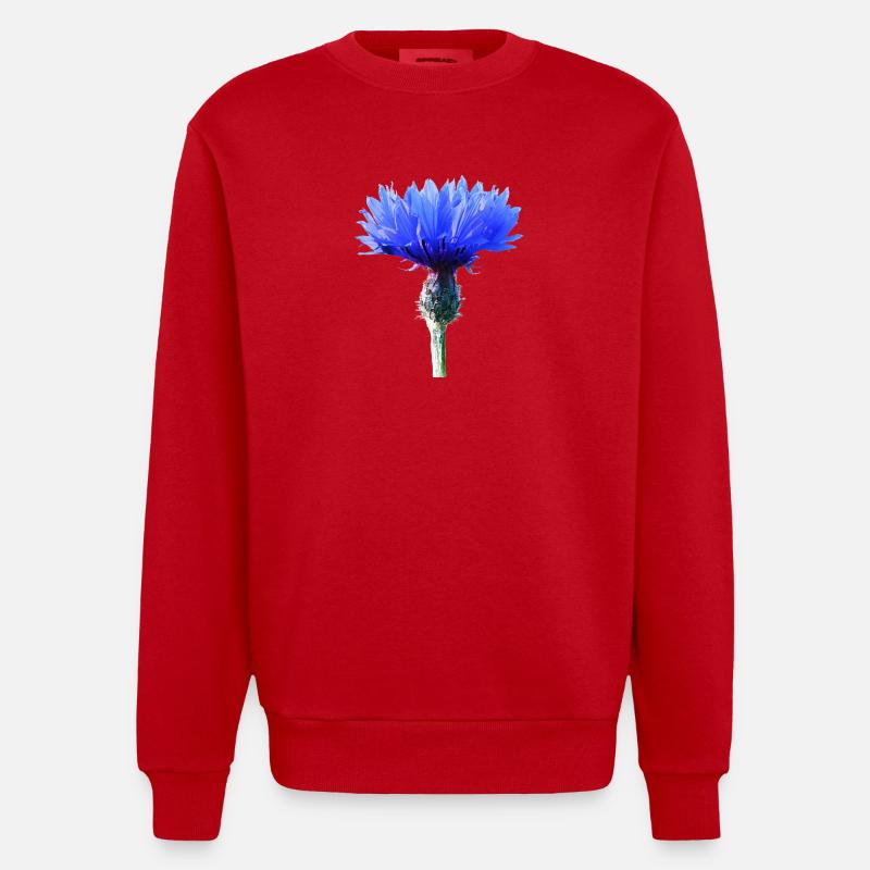 Cornflower - Heavyweight Oversized Organic Crew Neck Made in EU - red