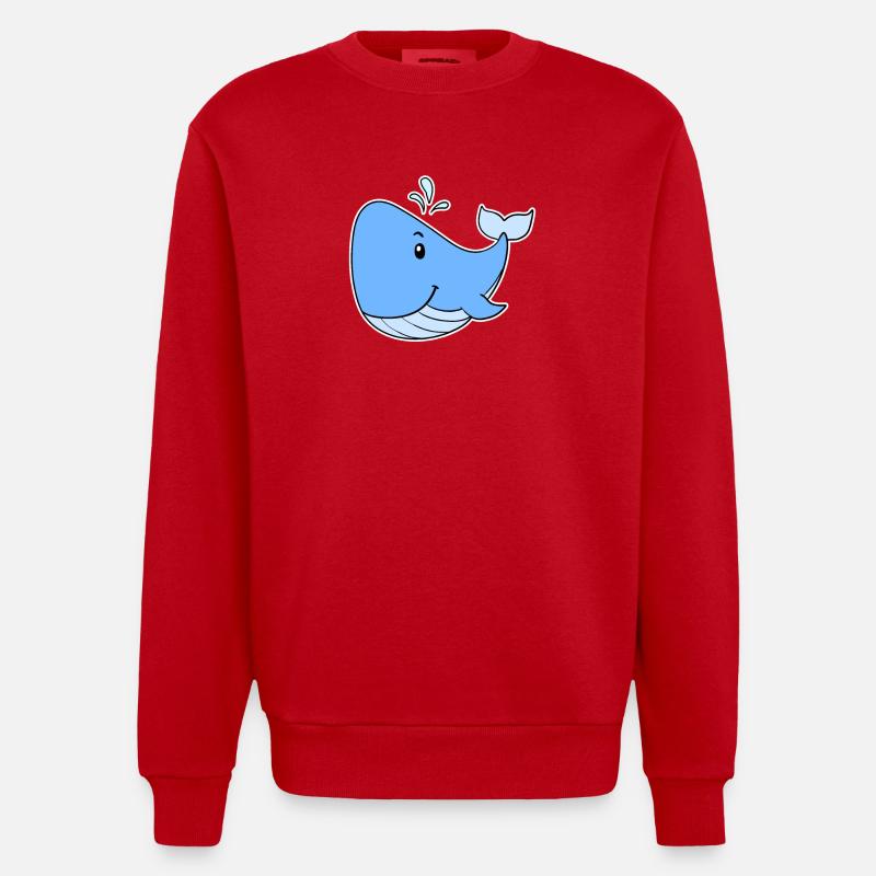 Baleine de mer - Sweat bio épais oversize fabriqué en UE - rouge