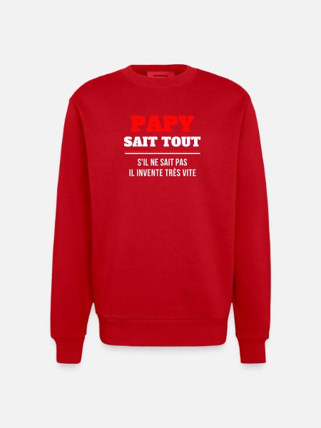grand-père, papy, super papy - Sweat bio épais oversize fabriqué en UE - rouge