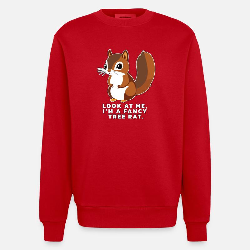 Squirrel with funny saying - Heavyweight Oversized Organic Crew Neck Made in EU - red