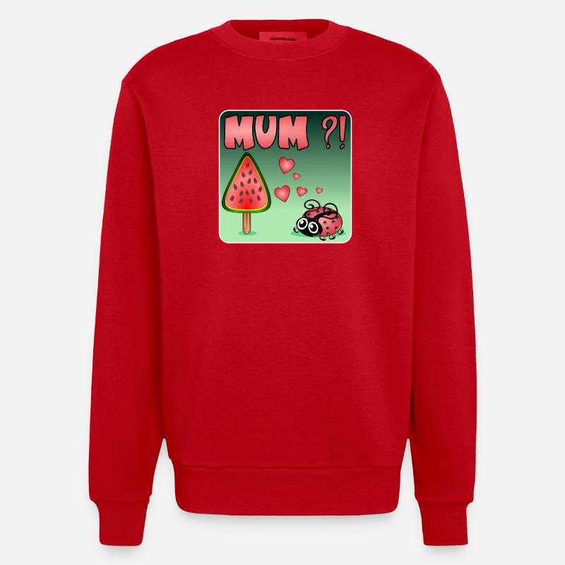 Wassermelone BUG - Heavyweight Oversized Organic Crew Neck Made in EU - Rot