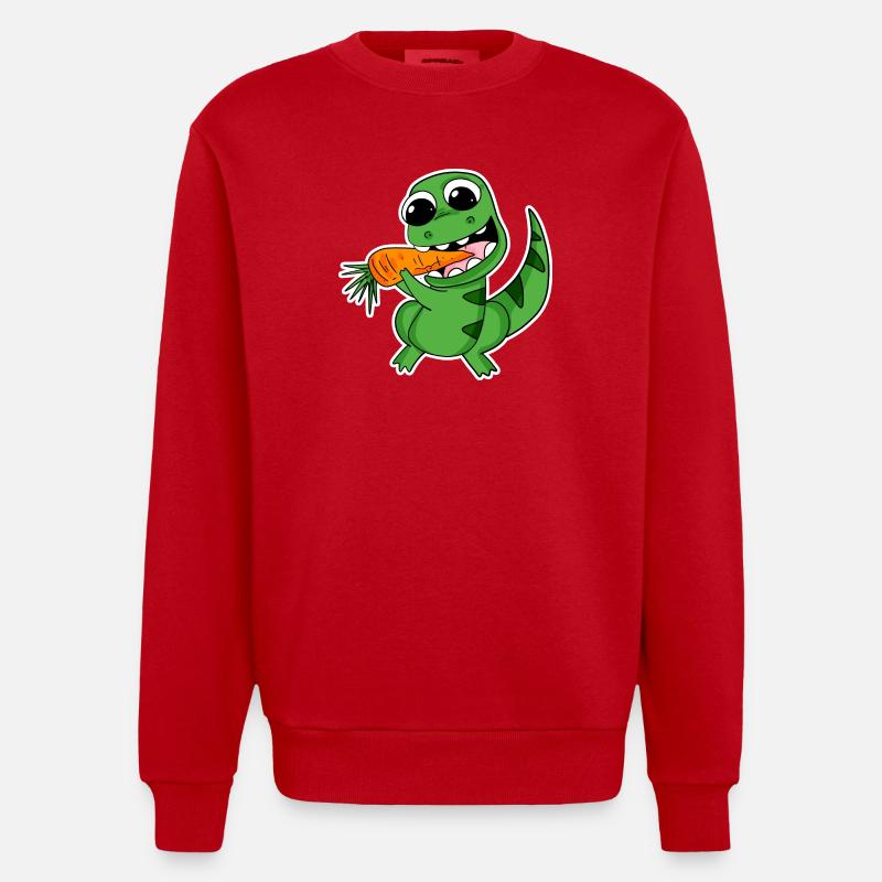 Dino eats carrot - Heavyweight Oversized Organic Crew Neck Made in EU - red