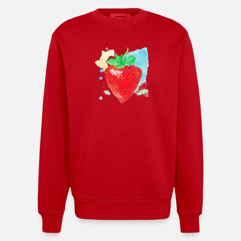Erdbeere - Heavyweight Oversized Organic Crew Neck Made in EU - Rot