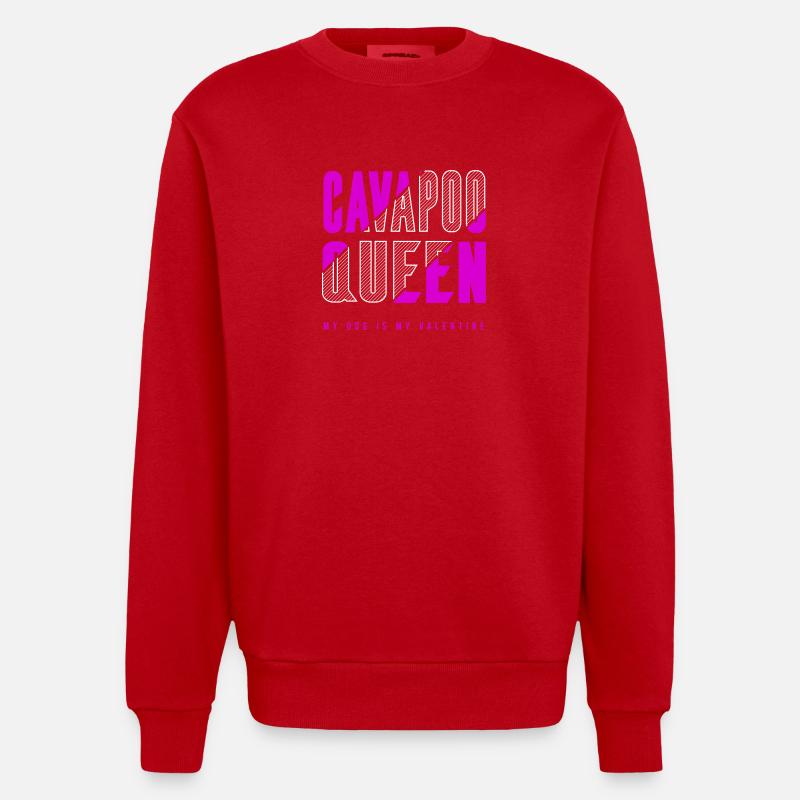 Cavapoo Queen - Heavyweight Oversized Organic Crew Neck Made in EU - red