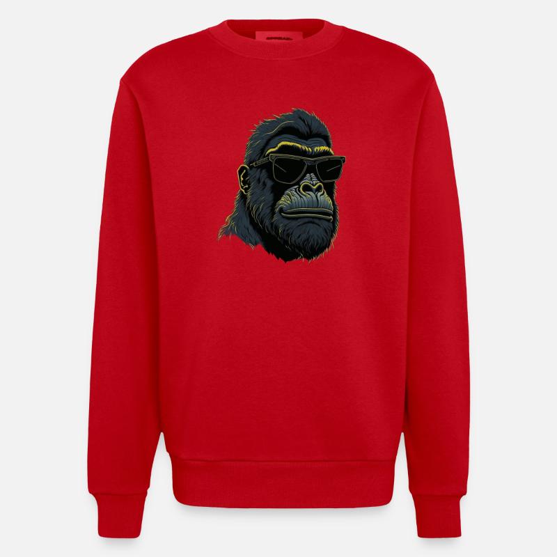 Gorilla with sunglasses - Heavyweight Oversized Organic Crew Neck Made in EU - red