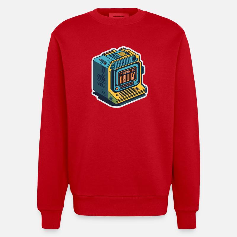 retro computer - Heavyweight Oversized Organic Crew Neck Made in EU - red
