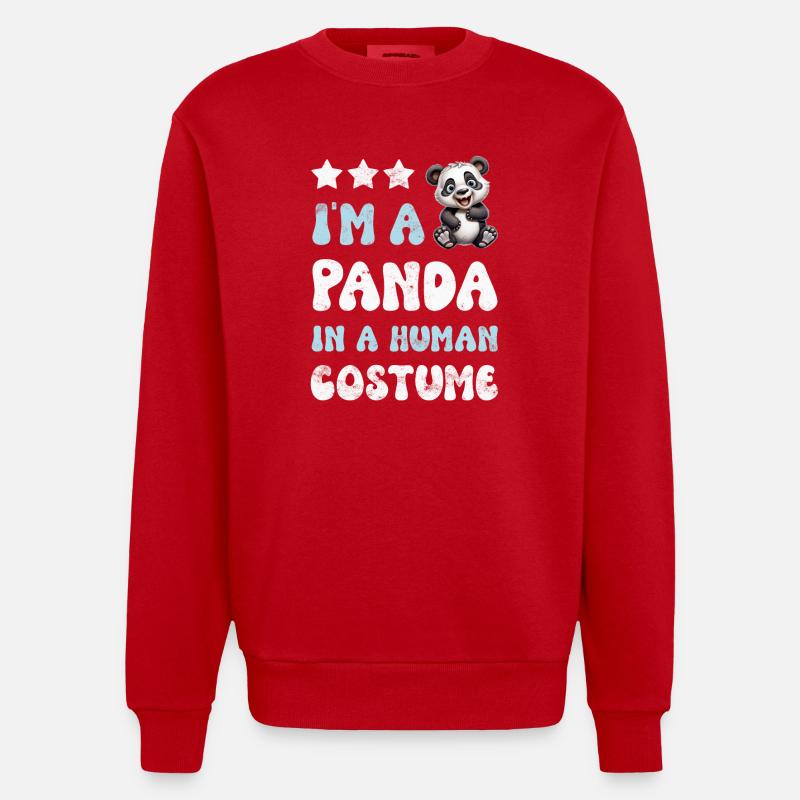 Panda Panda Ours - Sweat bio épais oversize fabriqué en UE - rouge