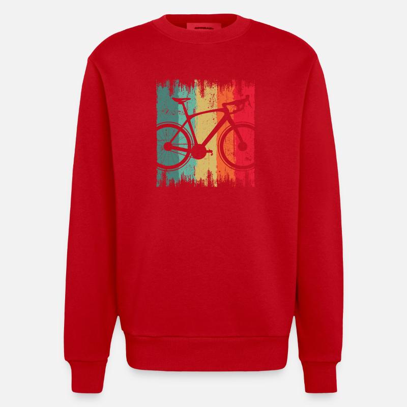 Silhouette de vélo graffiti arc-en-ciel - Sweat bio épais oversize fabriqué en UE - rouge