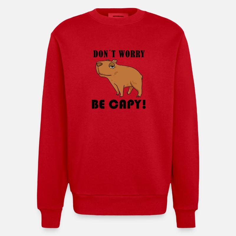 Capybara Capybara Gift - Heavyweight Oversized Organic Crew Neck Made in EU - red