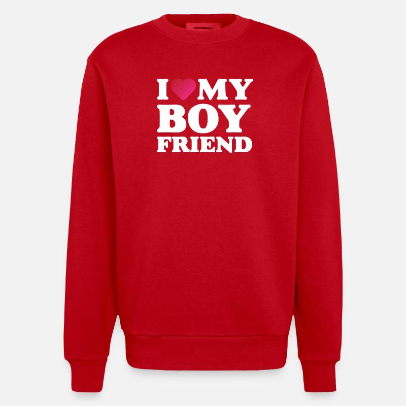 J’aime mon petit ami - Sweat bio épais oversize fabriqué en UE - rouge