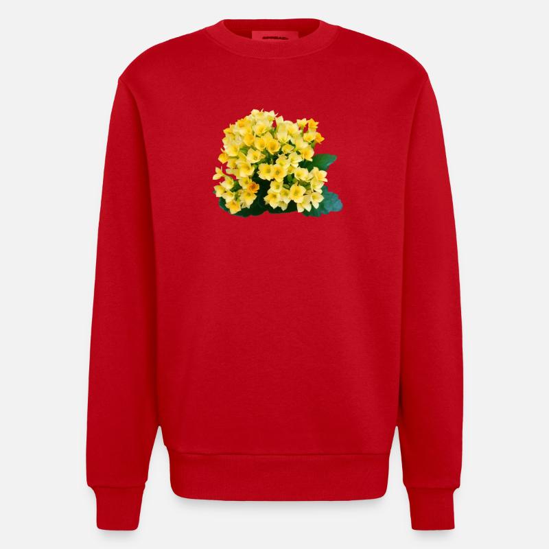 Fleurs printanières jaune doré - Sweat bio épais oversize fabriqué en UE - rouge