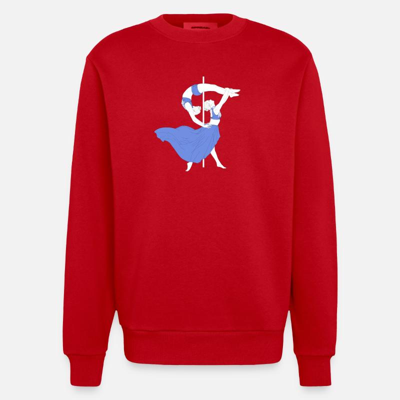 Pole Dance Blue Impression - Heavyweight Oversized Organic Crew Neck Made in EU - red