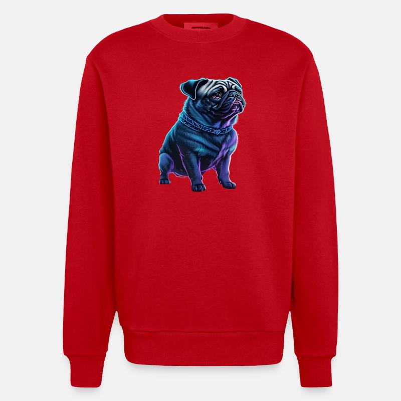 Futuristischer Neon-Mops - Heavyweight Oversized Organic Crew Neck Made in EU - Rot