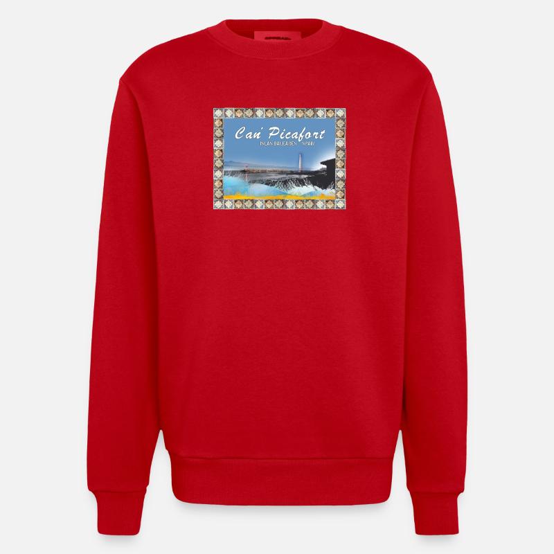 Can Picafort Küstenlandschaft - Heavyweight Oversized Organic Crew Neck Made in EU - Rot