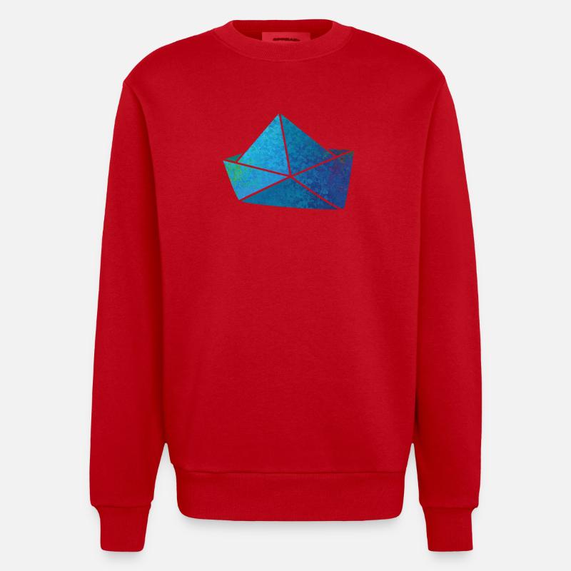 Papierboot Meeresgrund Boot Schiff Meer Kinder - Heavyweight Oversized Organic Crew Neck Made in EU - Rot