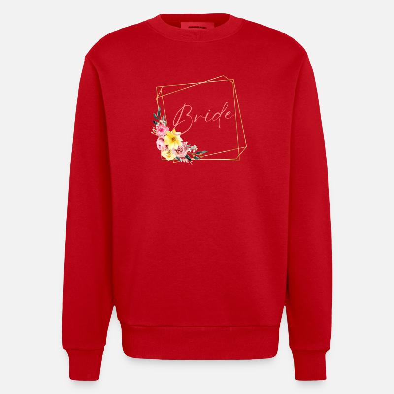 Team Bride! Blumen, personalisierbar - Heavyweight Oversized Organic Crew Neck Made in EU - Rot