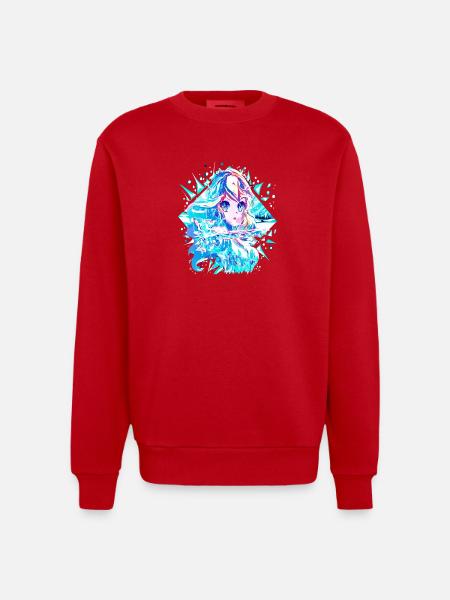 Anime Snow Queen Ice Princess - Heavyweight Oversized Organic Crew Neck Made in EU - red