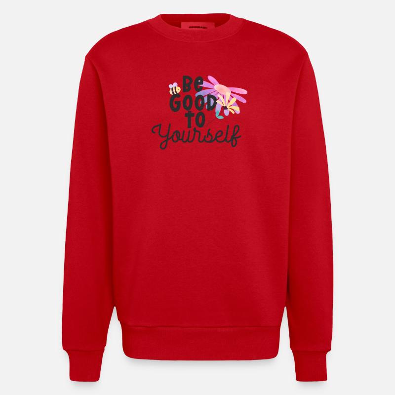 Sei gut zu dir selbst - Heavyweight Oversized Organic Crew Neck Made in EU - Rot