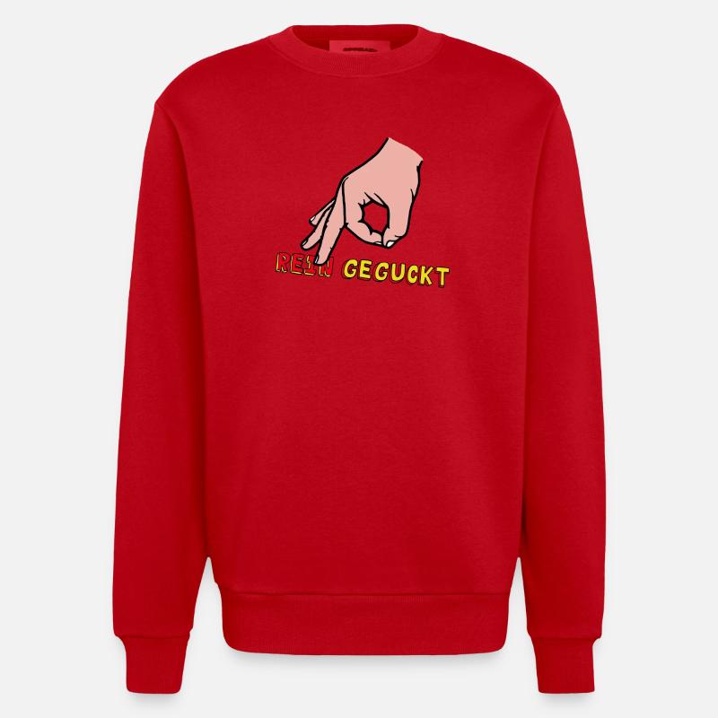 Comic-Hand Zeigefinger mit Retro Text - Heavyweight Oversized Organic Crew Neck Made in EU - Rot