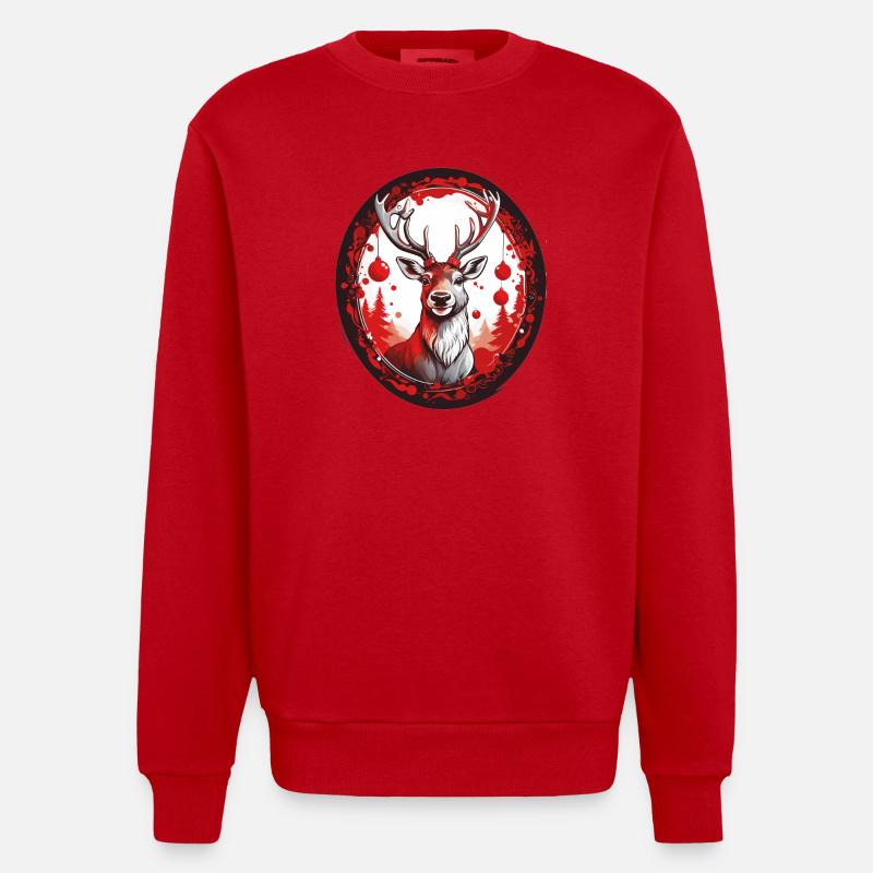 Rodolphe le renne - Sweat bio épais oversize fabriqué en UE - rouge