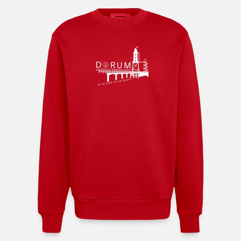 Leuchtturm Obereversand - Heavyweight Oversized Organic Crew Neck Made in EU - Rot