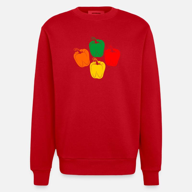 Vier Farben der Paprika - Heavyweight Oversized Organic Crew Neck Made in EU - Rot
