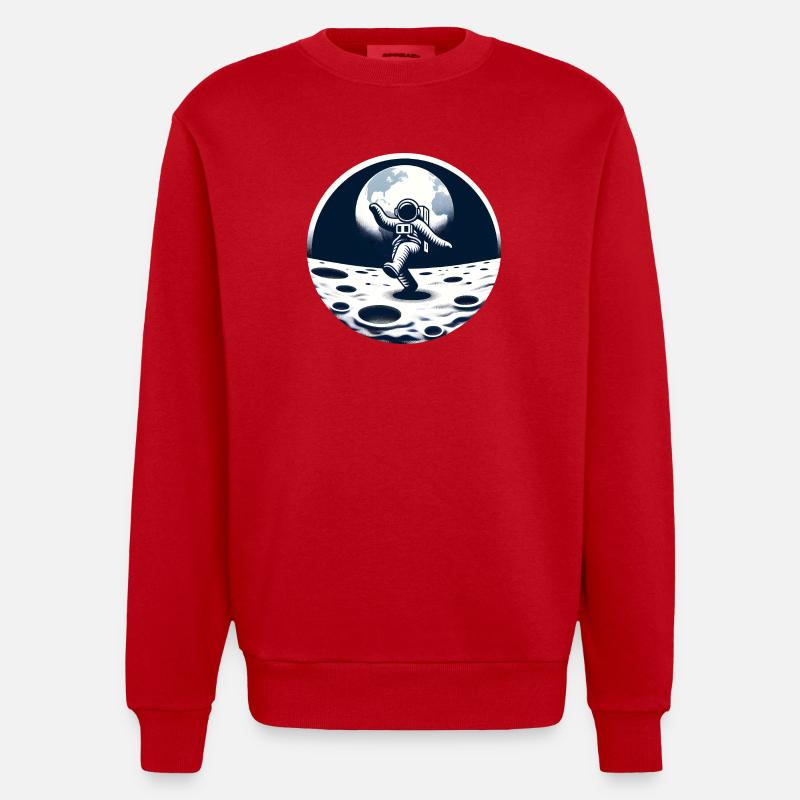 Astronaute dansant sur la lune - Sweat bio épais oversize fabriqué en UE - rouge