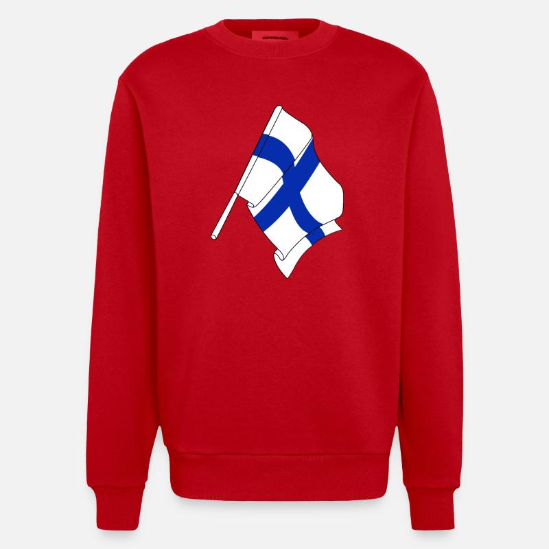 Drapeau de la Finlande - Sweat bio épais oversize fabriqué en UE - rouge