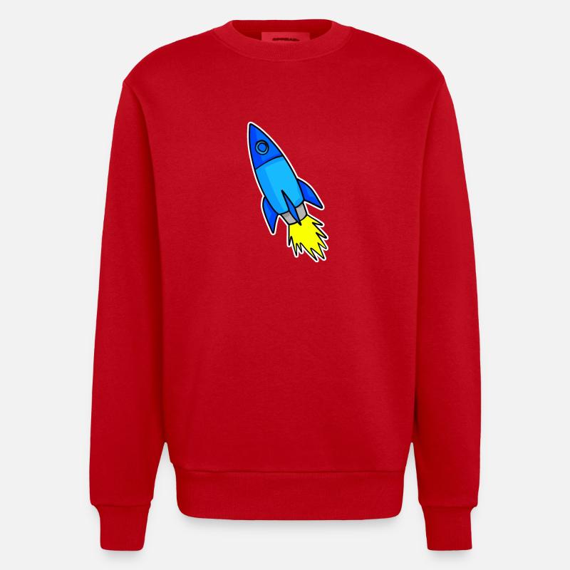Fusée bleue - Sweat bio épais oversize fabriqué en UE - rouge