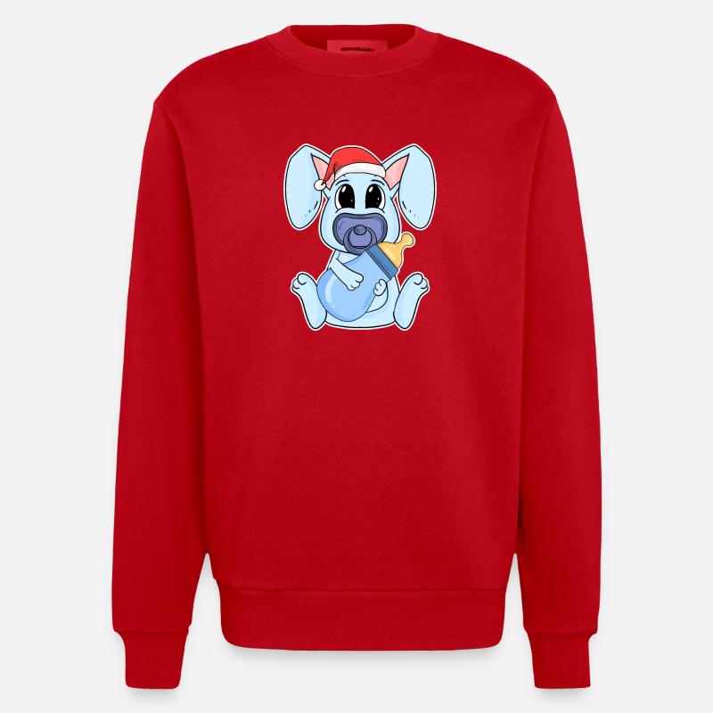 Lapin bébé Noël - Sweat bio épais oversize fabriqué en UE - rouge