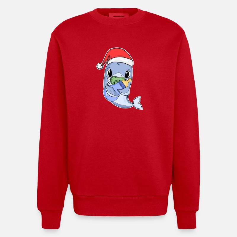 Requin bébé Noël - Sweat bio épais oversize fabriqué en UE - rouge