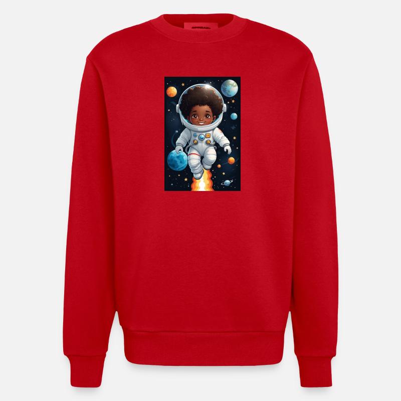 Visage d’enfant aventurier de l’espace - Sweat bio épais oversize fabriqué en UE - rouge
