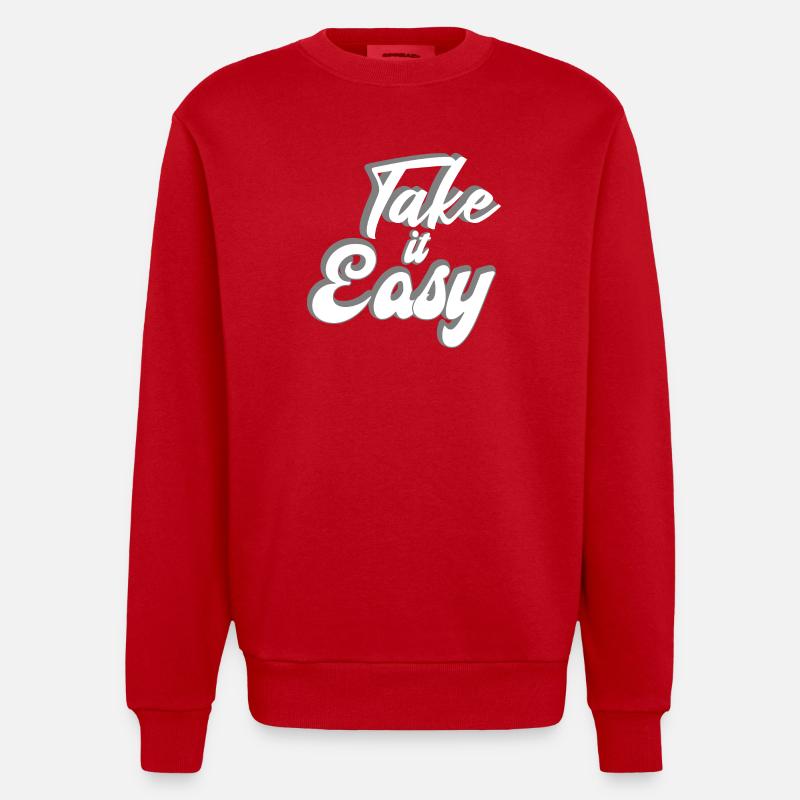 Take it Easy Design - Heavyweight Oversized Organic Crew Neck Made in EU - red