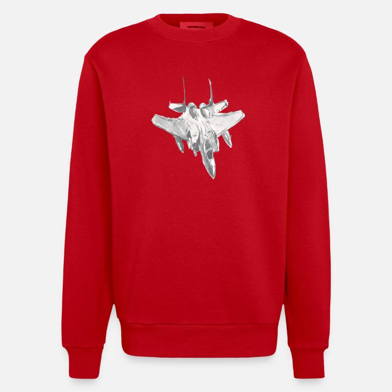 F15-Jagdflugzeugpilot-Luftfahrtshirt-Geschenkidee - Heavyweight Oversized Organic Crew Neck Made in EU - Rot